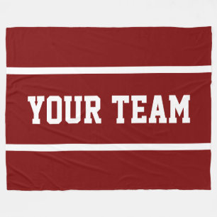 Couverture Polaire Sportif Texte VOTRE ÉQUIPE Profond Rouge Rayures B
