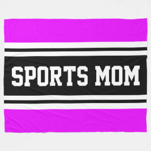 Couverture Polaire SPORTS MOM Fun Athletic Pink Black White Stripes