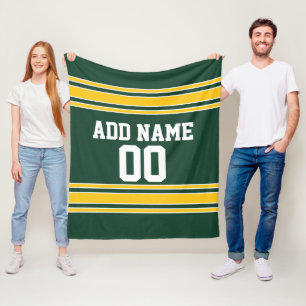 Couverture Polaire Sports personnalisés barrés d'or vert et jaune