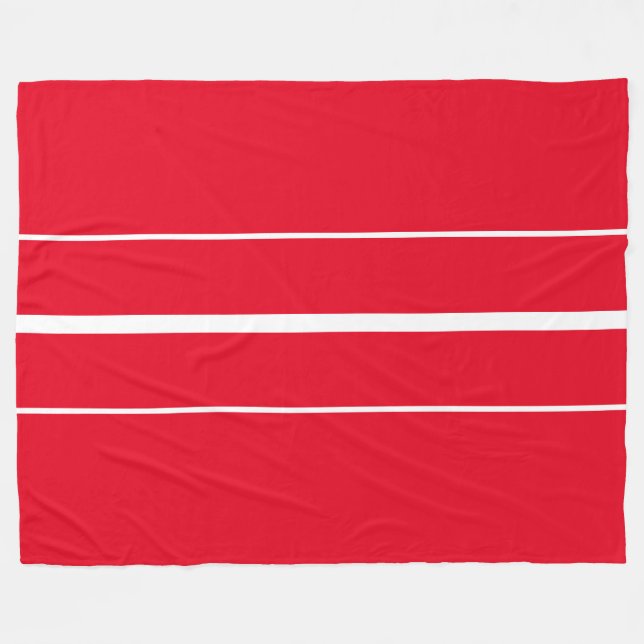 Couverture Polaire Sporty Athletic Bright Red White Racing Stripes (Devant (Horizontal))