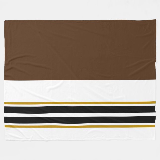 Couverture Polaire Sporty Dark Brown Blanc Twin Black Racing Stripes (Devant (Horizontal))