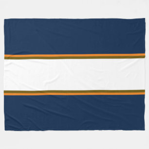 Couverture Polaire Sporty Dark Navy Blue Orange White Racing Stripes