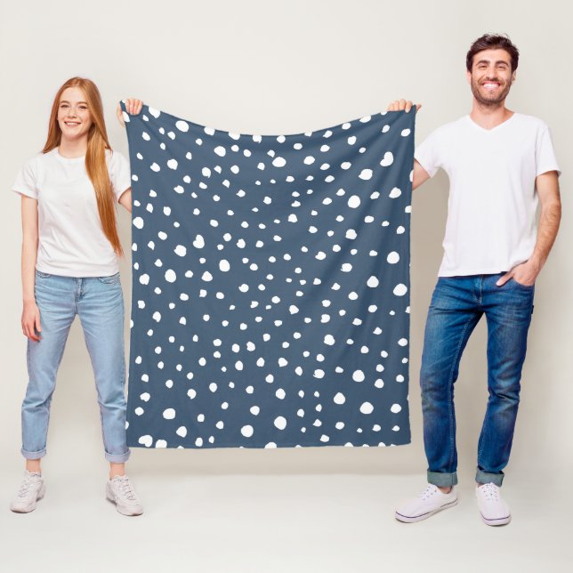 Couverture Polaire Spots Dalmatiens Bleus Marine, Points Dalmatiens,  (En situation)