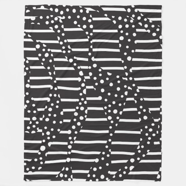 Couverture Polaire Spots et bandes 2 en blanc sur noir (Devant)