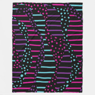 Couverture Polaire Spots et rayures 2 - rose, pourpre, bleu et noir