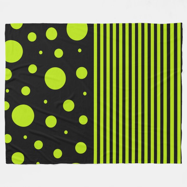 Couverture Polaire Spots et rayures - Lime vert (Devant (Horizontal))