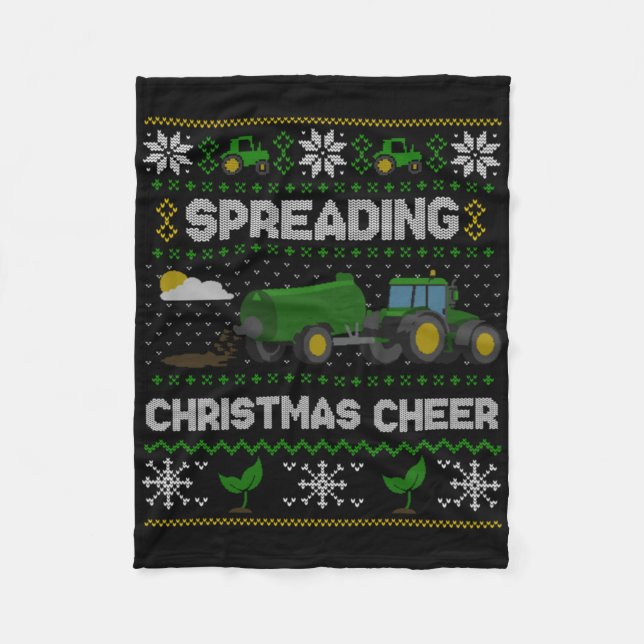 Couverture Polaire Spreading Christmas Cheer Farming Tractor Ugly Swe (Devant)