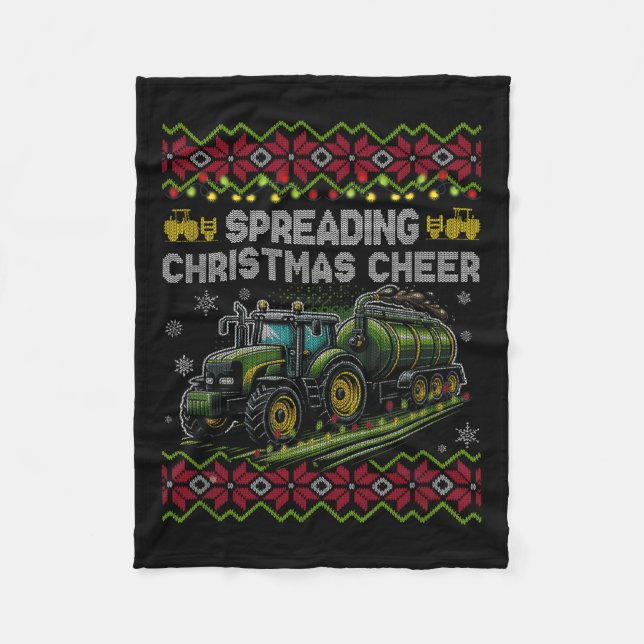 Couverture Polaire Spreading Christmas Cheer Farming Tractor Ugly Swe (Devant)