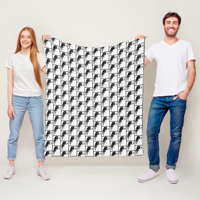 Couverture Polaire Springer Spaniel Vintage Dog Art     (En situation)