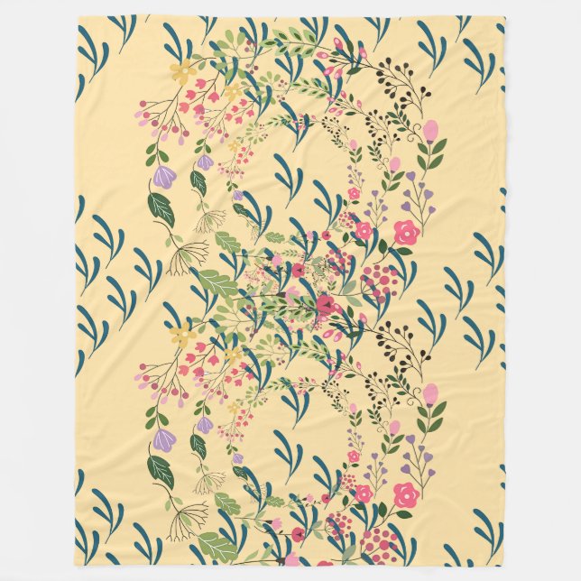 Couverture Polaire Springtime Floral + Leaf Design Yellow  (Devant)