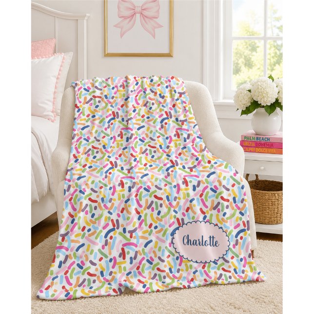 Couverture Polaire Sprinkles Colorés Nom Personnalisé (Créateur téléchargé)