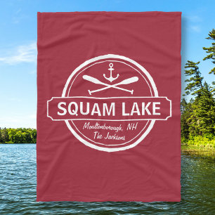 Couverture Polaire Squam Lake NH ville personnalisée, nom et ancre
