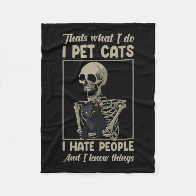 Couverture Polaire Squelette Chat Kitten Lover Grumpy Crâne Kitty Pet (Devant)