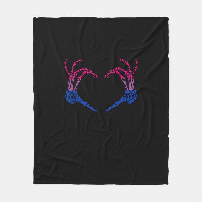 Couverture Polaire Squelette Coeur Bisexuel Lgbt-Q Pride Crâne Main (Devant)