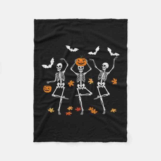 Couverture Polaire Squelette Danse Effrayant Automne Halloween Thanks (Devant)