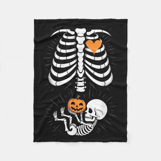 Couverture Polaire Squelette de bébé Halloween Cage thoracique Matern (Devant)