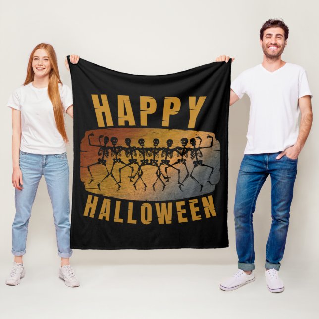 COUVERTURE POLAIRE SQUELETTE DE HALLOWEEN DANÇANT JOYEUSEMENT (En situation)