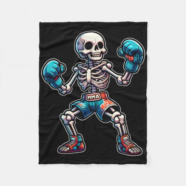 Couverture Polaire Squelette de kickboxing Kickboxeur Muay Thai Comba (Devant)