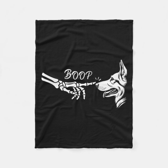 Couverture Polaire Squelette de main de Berger Allemand Boop Hallowee (Devant)