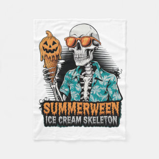 Couverture Polaire Squelette d'été - Crème de glace Éffrayante Hallow