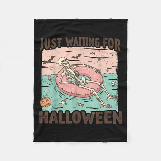 Couverture Polaire Squelette d'été effrayant qui attend Halloween (Devant)