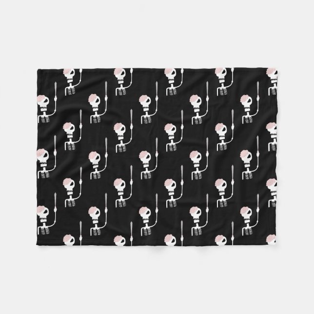 Couverture Polaire Squelette d'Halloween avec épée (Devant (Horizontal))