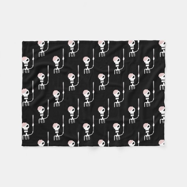 Couverture Polaire squelette d'Halloween avec une épée  (Devant (Horizontal))