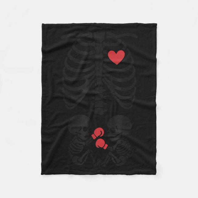 Couverture Polaire Squelette enceinte jumeaux Halloween squelette box (Devant)