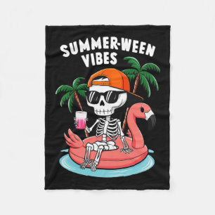 Couverture Polaire Squelette Flamant rose Summerween Vibes Halloween