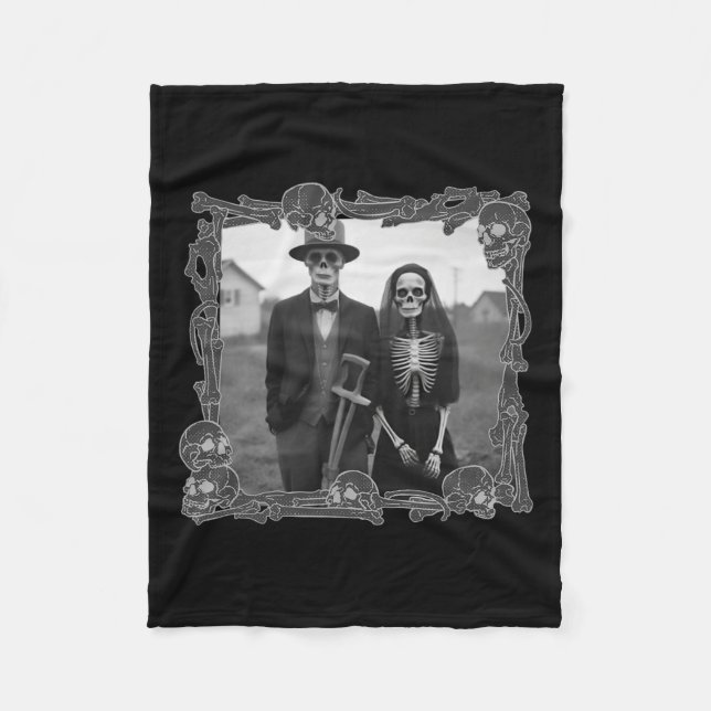 Couverture Polaire Squelette gothique Costume d'Halloween (Devant)
