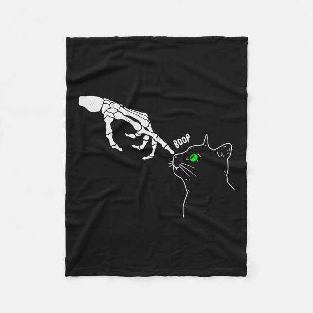 Couverture Polaire Squelette Halloween drôle sur le nez d'un chat (Devant)