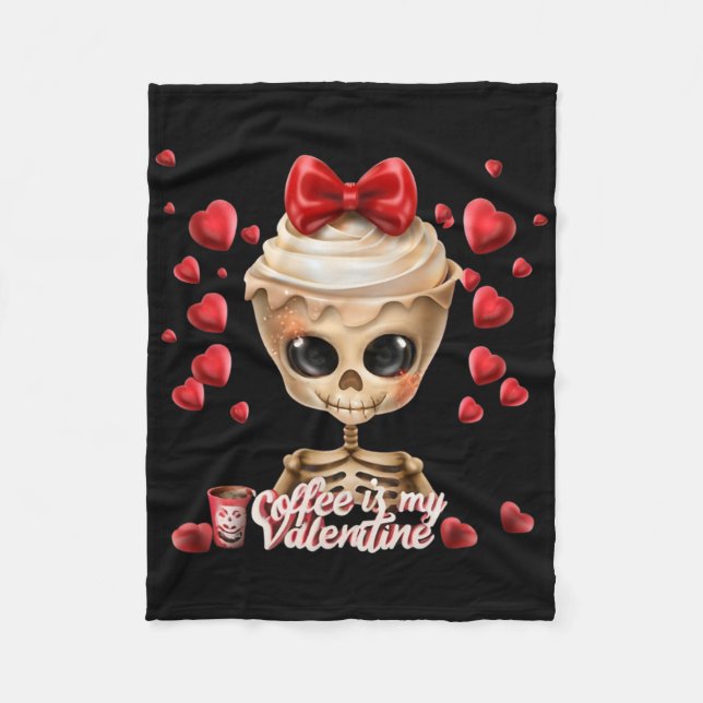 Couverture Polaire Squelette Le café est mon Valentin drôle Saint-Val (Devant)