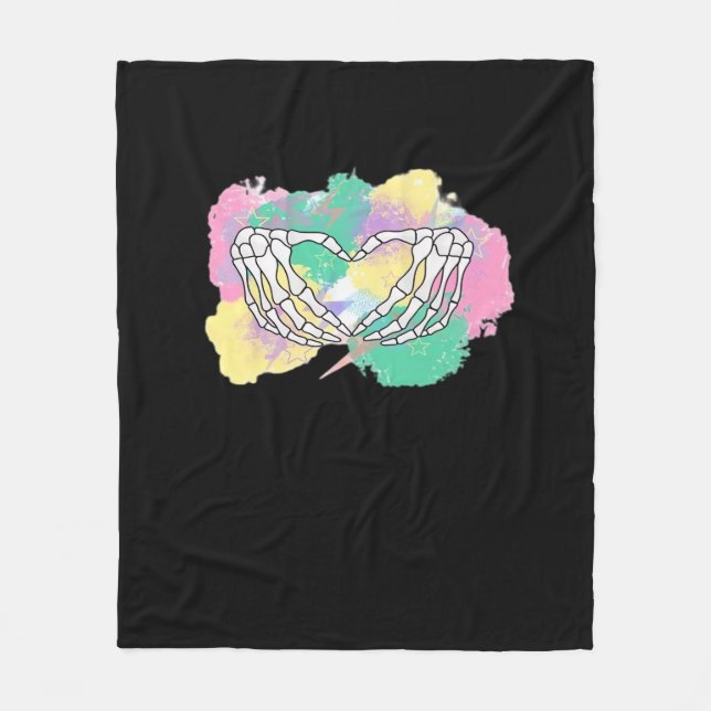 Couverture Polaire Squelette Mains Coeur Avec Backgr Abstrait Couleur (Devant)