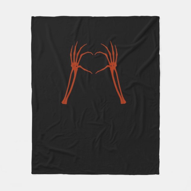 Couverture Polaire Squelette Mains Coeur Signer Costume Drôle Hallowe (Devant)