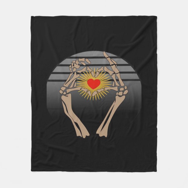 Couverture Polaire Squelette Mains Faire Un Coeur Classique (Devant)