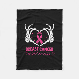 Couverture Polaire Squelette Mains signe du coeur Halloween Cancer du