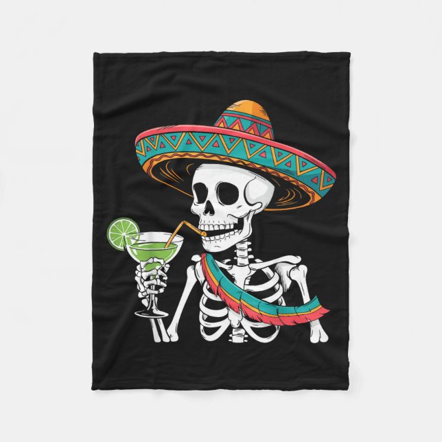Couverture Polaire Squelette margarita cinq de mayo  (Devant)