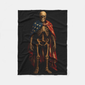 Couverture Polaire Squelette patriotique Drapeau américain Horreur go
