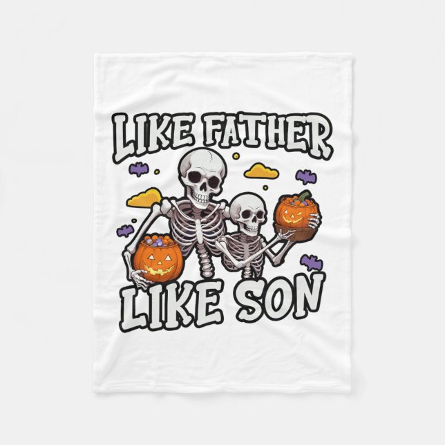 Couverture Polaire Squelette Père Fils Correspondant Costume Hallowee (Devant)
