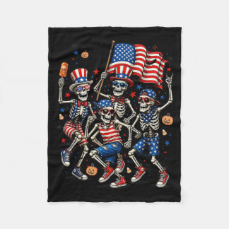 Couverture Polaire Squelettes patriotiques Halloween Cadeau drôle eff