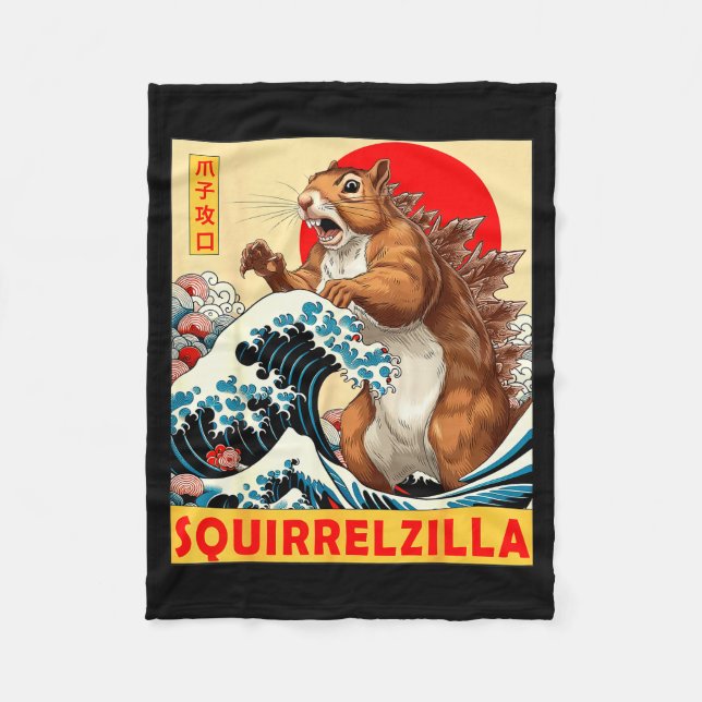 Couverture Polaire Squirrel Japanese Art Funny Squirrel For Men Women (Devant)