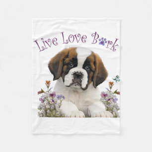 Couverture Polaire St. Bernard Chien Maman Floral