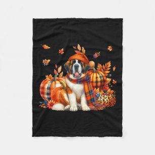 Couverture Polaire St. Bernard Thanksgiving Leopard Citrouilles autom