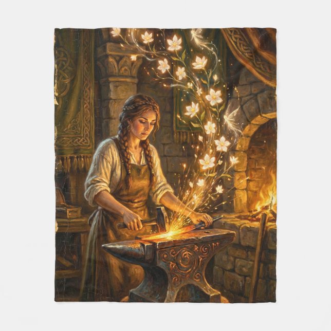 Couverture Polaire St Brigid Blacksmith Fairies Flowers Fantasy Art (Devant)