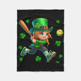 Couverture Polaire St. Patrick's Day Man Playing Softll Shamrocks Pla