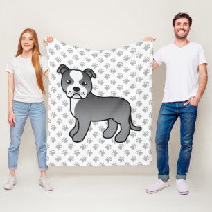 Couverture Polaire Staffie bleu et blanc Chien de dessin animé mignon