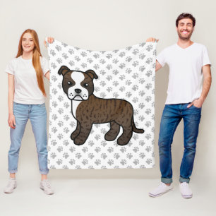 Couverture Polaire Staffie Bringé Et Blanc Chien De Dessin Animé Mign