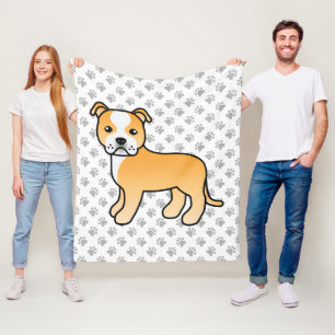 Couverture Polaire Staffie Fauve Et Blanc Chien De Dessin Animé Migno