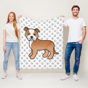 Couverture Polaire Staffie Rouge Et Blanc Chien De Dessin Animé Migno
