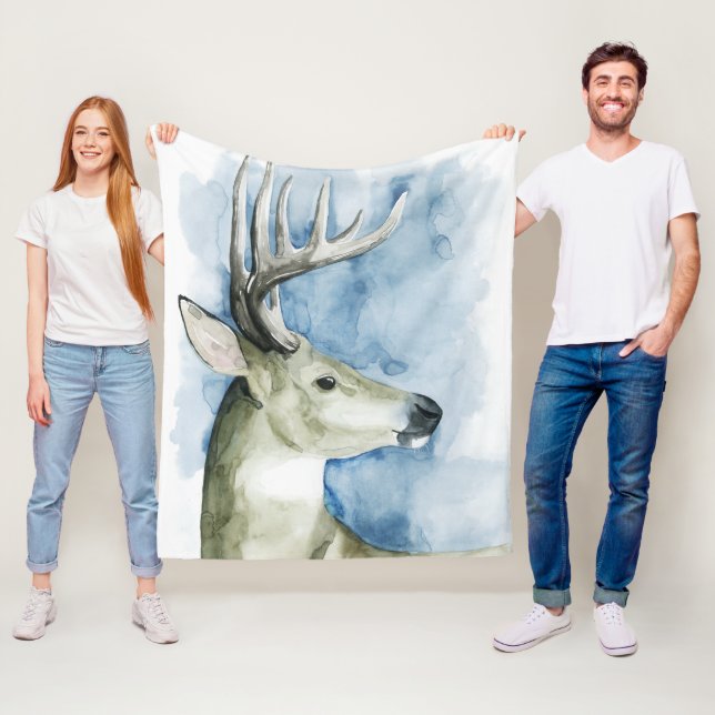 Couverture Polaire Stag errant - Aquarelle (En situation)